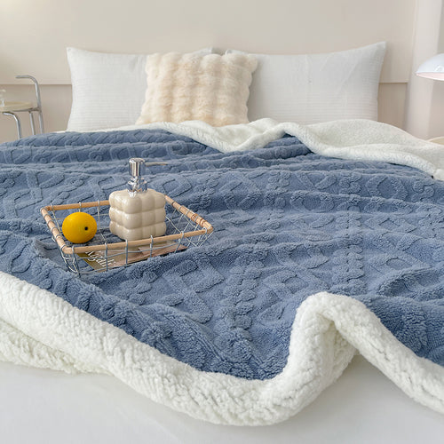 Reversible Jacquard Sherpa Throw Blanket