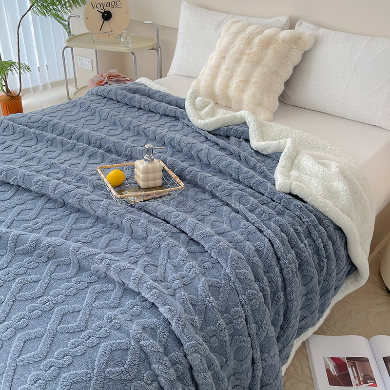 Reversible Jacquard Sherpa Throw Blanket
