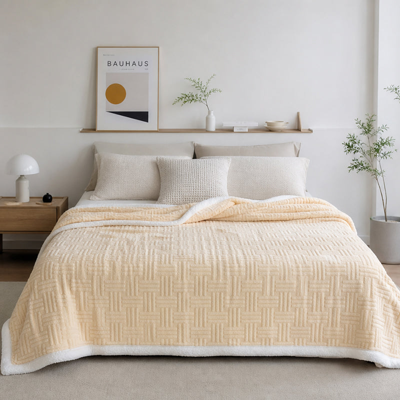 Reversible Textured Plush Throw Blanket
