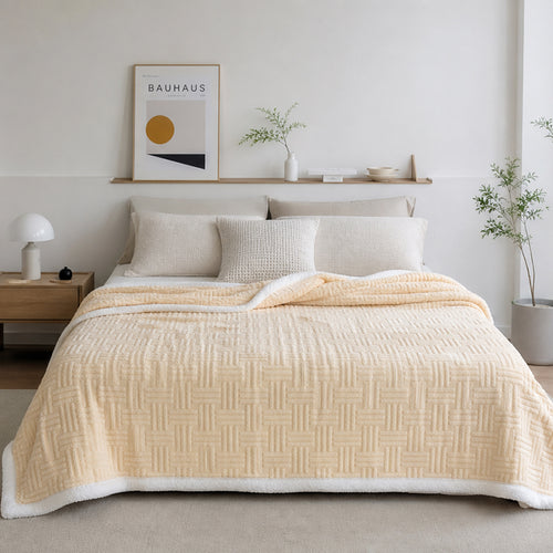 Reversible Textured Plush Throw Blanket