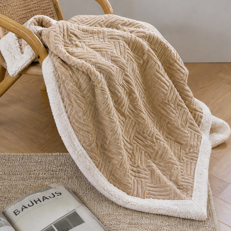 Reversible Textured Plush Throw Blanket