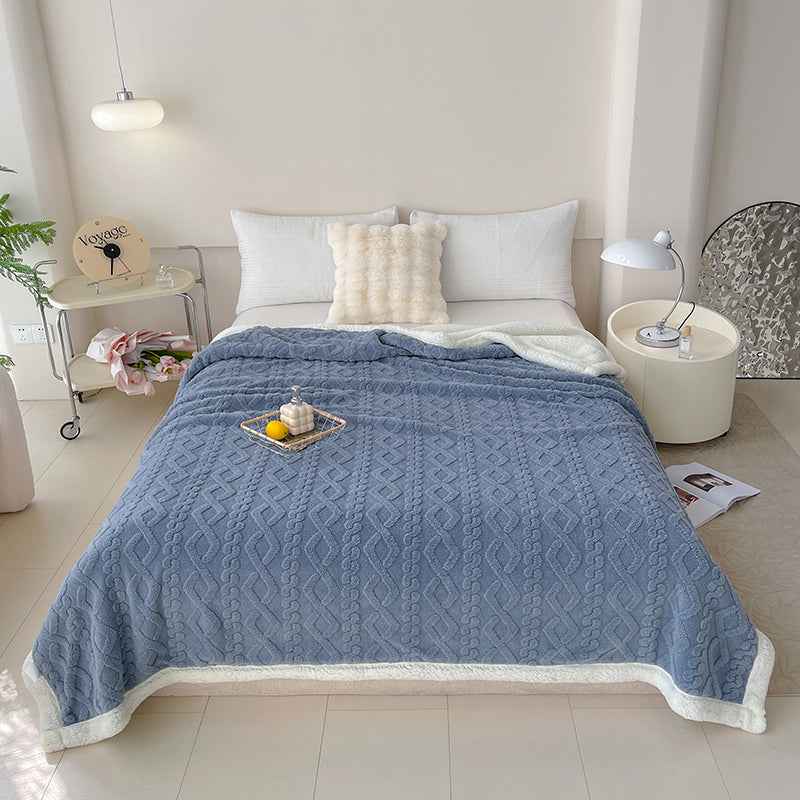 Reversible Jacquard Sherpa Throw Blanket