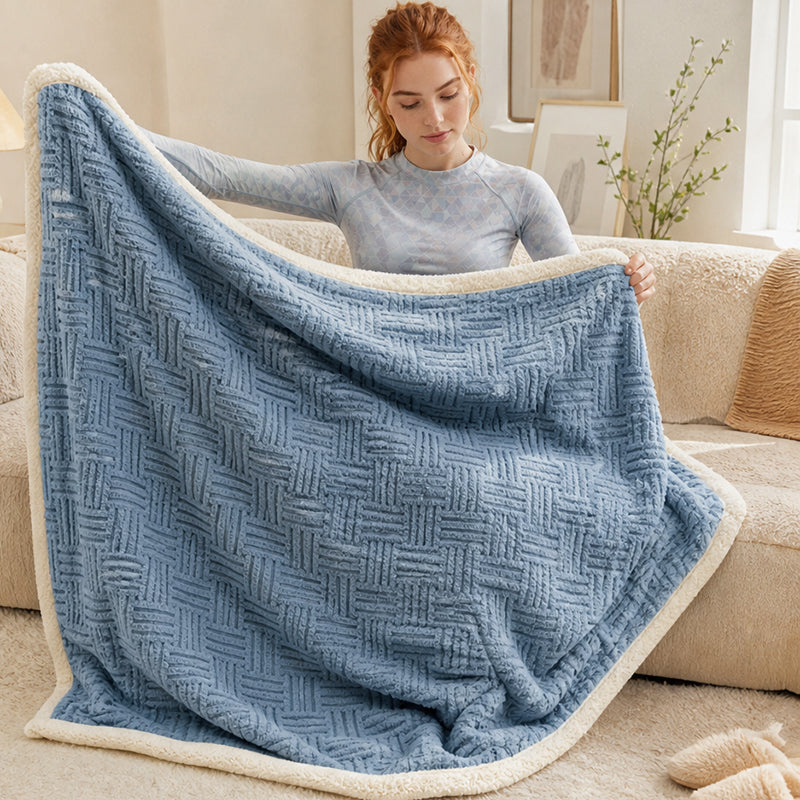 Reversible Textured Plush Throw Blanket