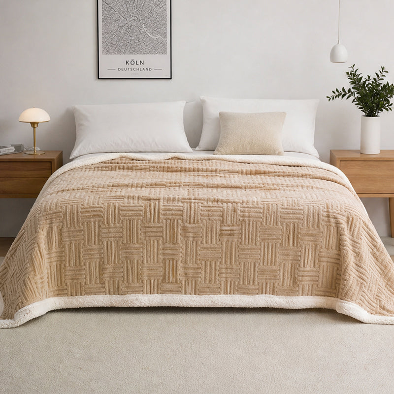 Reversible Textured Plush Throw Blanket